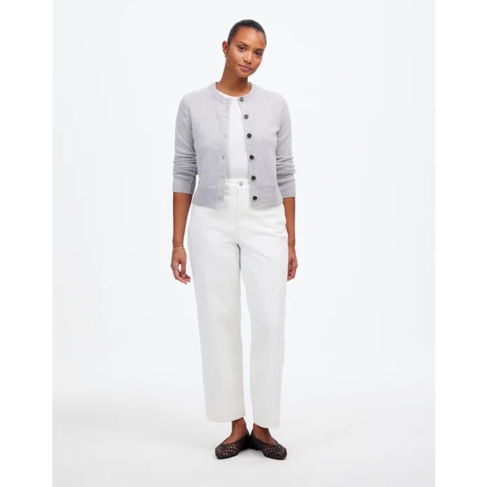 NWT Madewell The Curvy Perfect Vintage Wide-Leg Crop Jean In Tile White Size 32